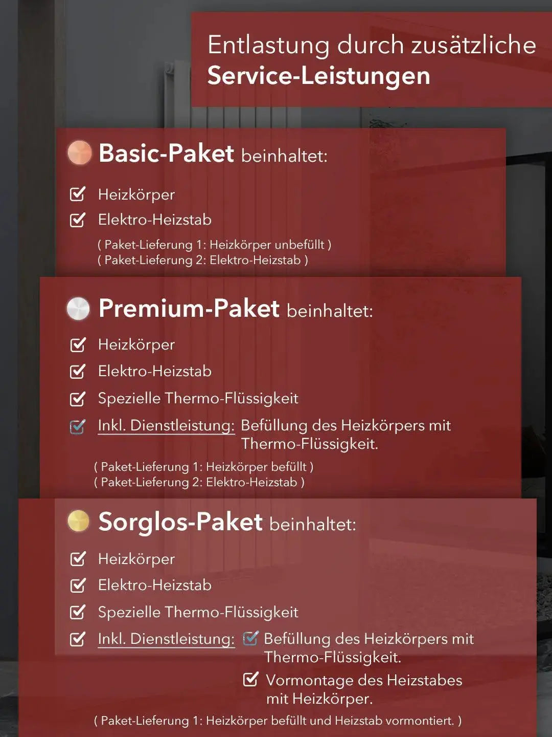 badheizkoerper.shop unsere Dienstleistung über Elektroheizkörper - wir befüllen es mit einem gemisch aus entmineralisiertem Wass und Thermoflüssigkeit und montieren den Elektroheizstab für Sie nur noch an die Wand montieren.