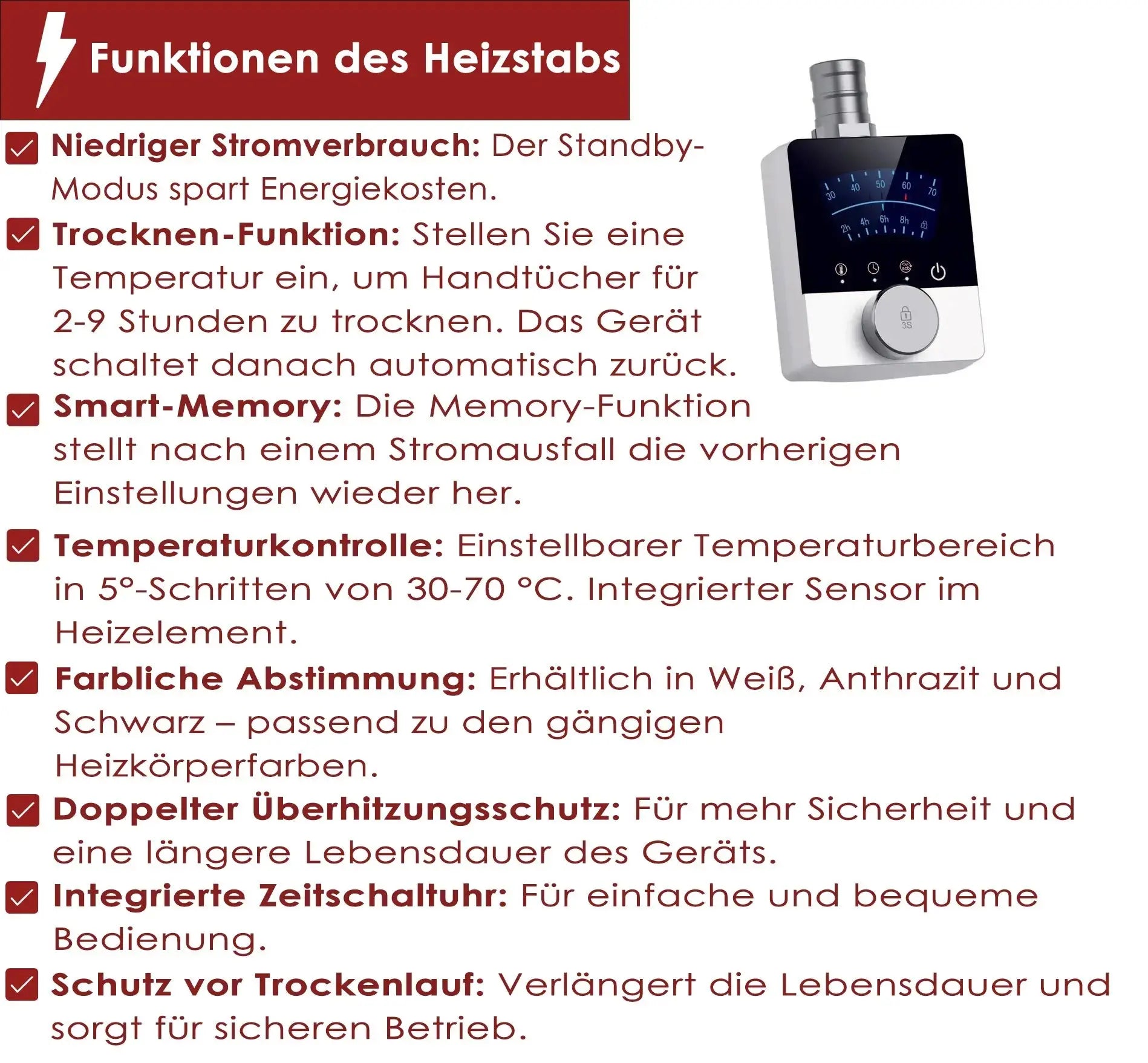 Handtuchheizkörper elektrisch Polaris inkl. Heizstab Badheizkoerper.SHOP Badheizkoerper Heizkörper