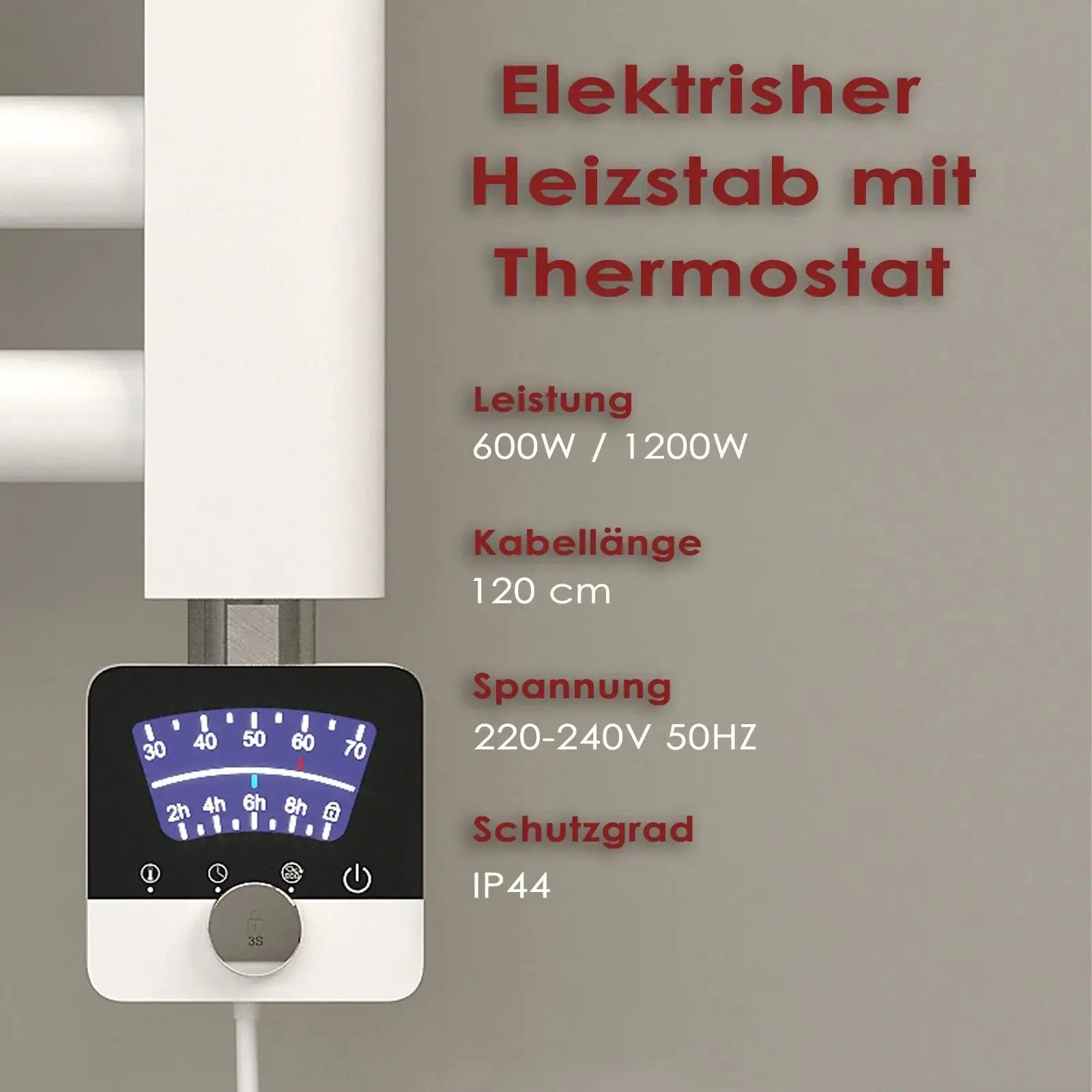 Handtuchheizkörper elektrisch Polaris inkl. Heizstab Badheizkoerper.SHOP Badheizkoerper Heizkörper