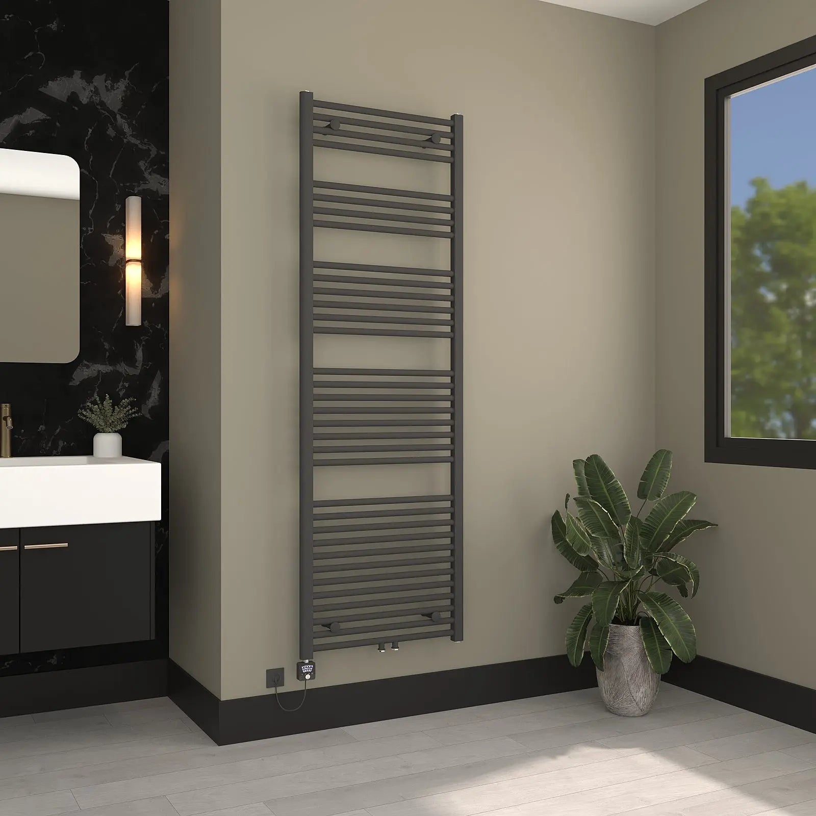 Handtuchheizkörper - Badheizkörper Anthrazit elektrisch, optional befüllt und Elektroheizstab vormontiert – badheizkoerper.shop