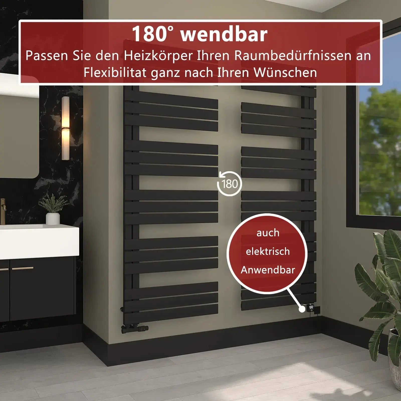 Handtuchheizkörper elektrisch DIADEM inkl. Heizstab - seitlich offen Badheizkoerper.SHOP Badheizkoerper Heizkörper