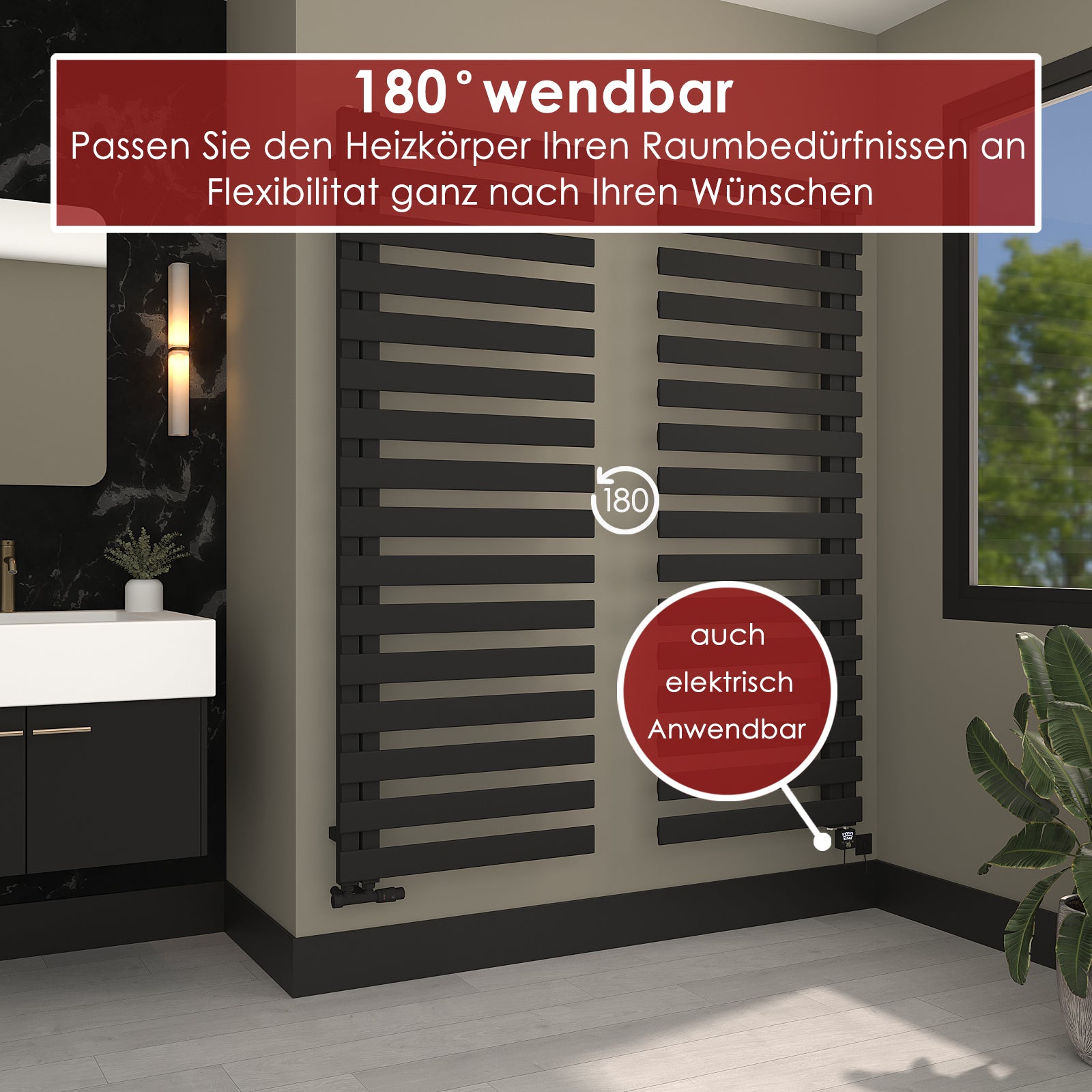 DIYA Handtuchheizkörper seitlich offen | 180° wendbar | 10 J. Garantie