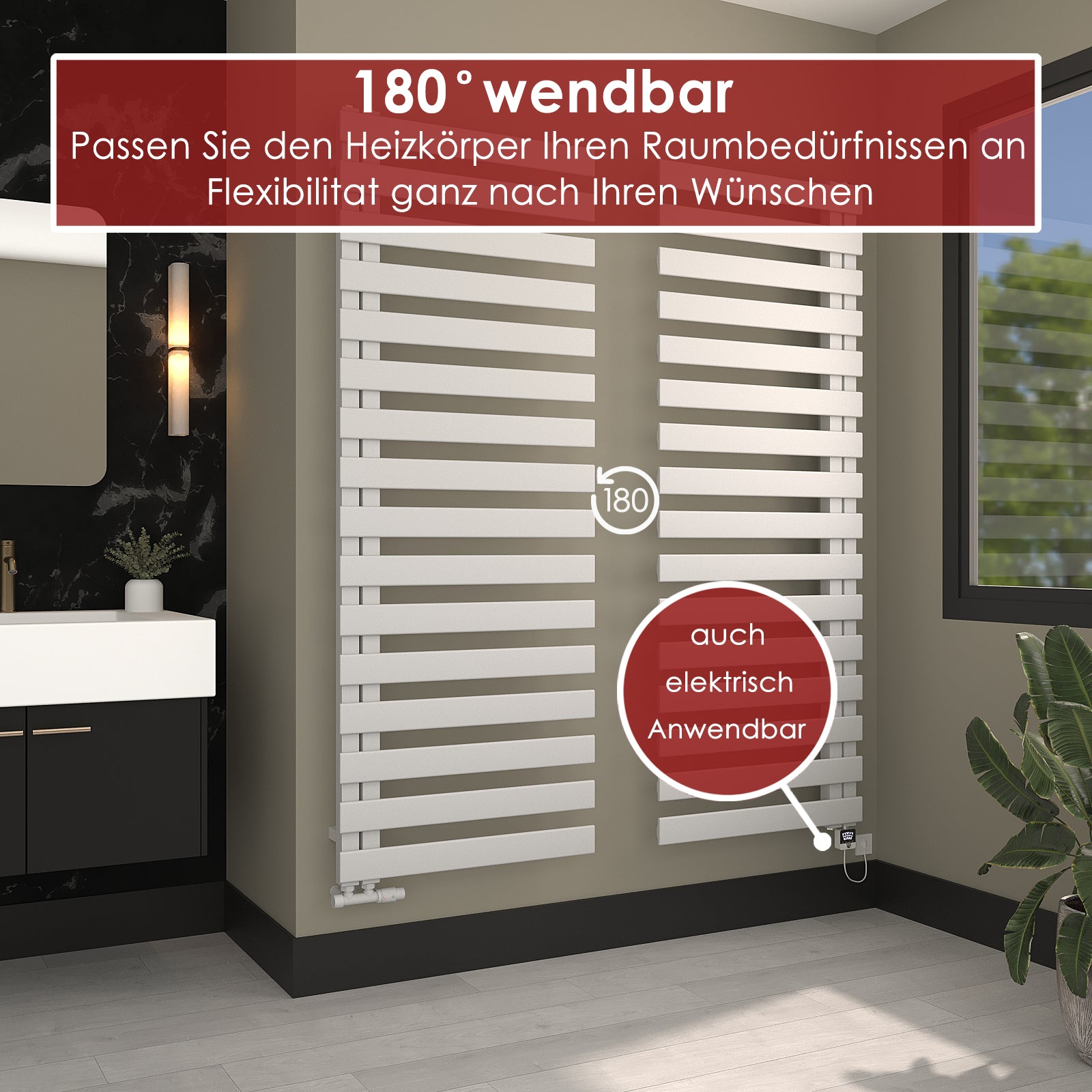 DIYA Handtuchheizkörper seitlich offen | 180° wendbar | 10 J. Garantie
