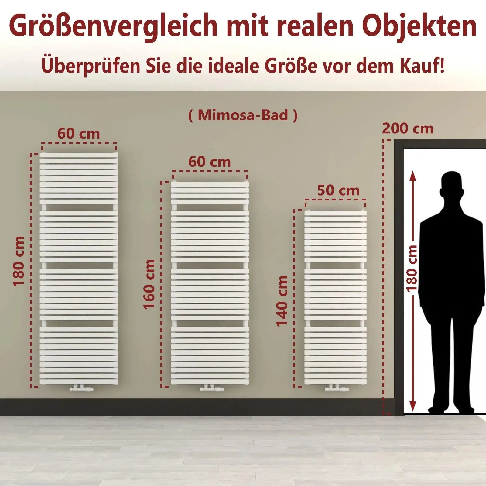 Handtuchheizkörper elektrisch Mimosa-BAD inkl. Heizstab Badheizkoerper.SHOP Badheizkoerper Heizkörper