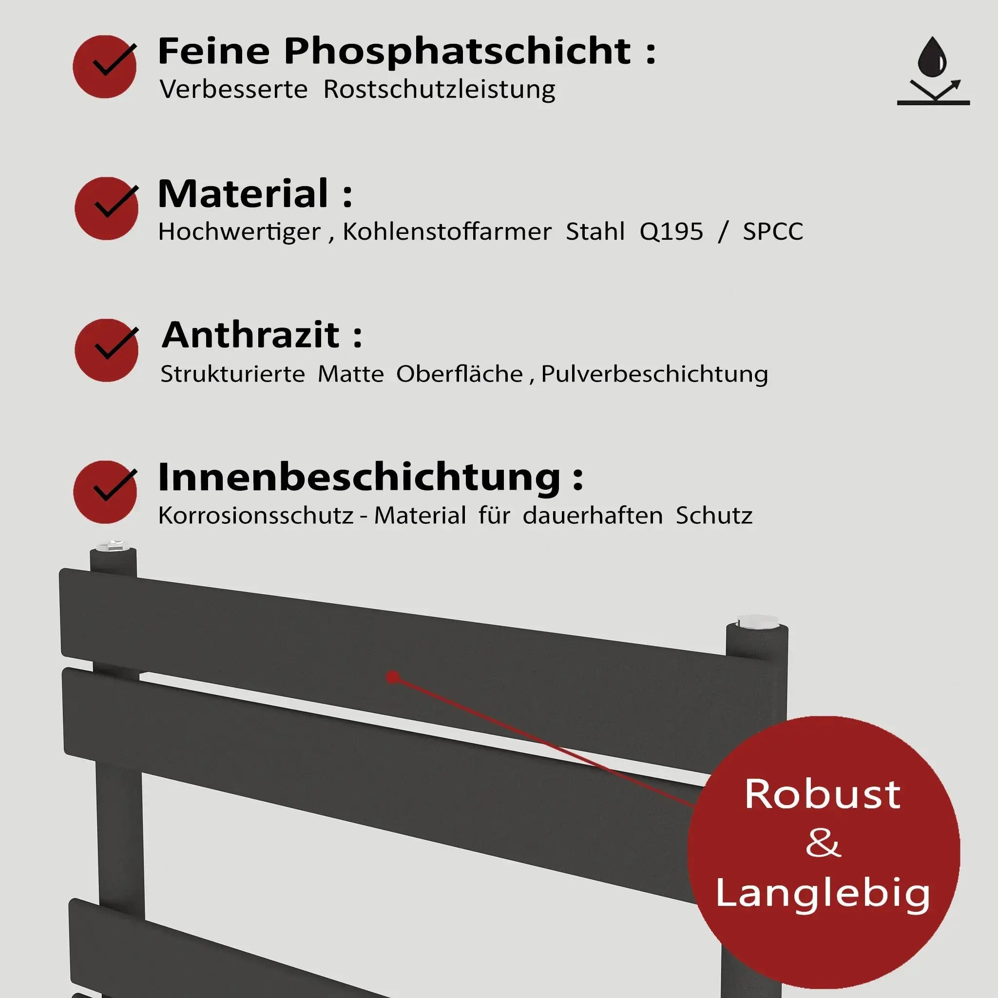 Handtuchheizkörper elektrisch Polaris inkl. Heizstab Badheizkoerper.SHOP Badheizkoerper Heizkörper