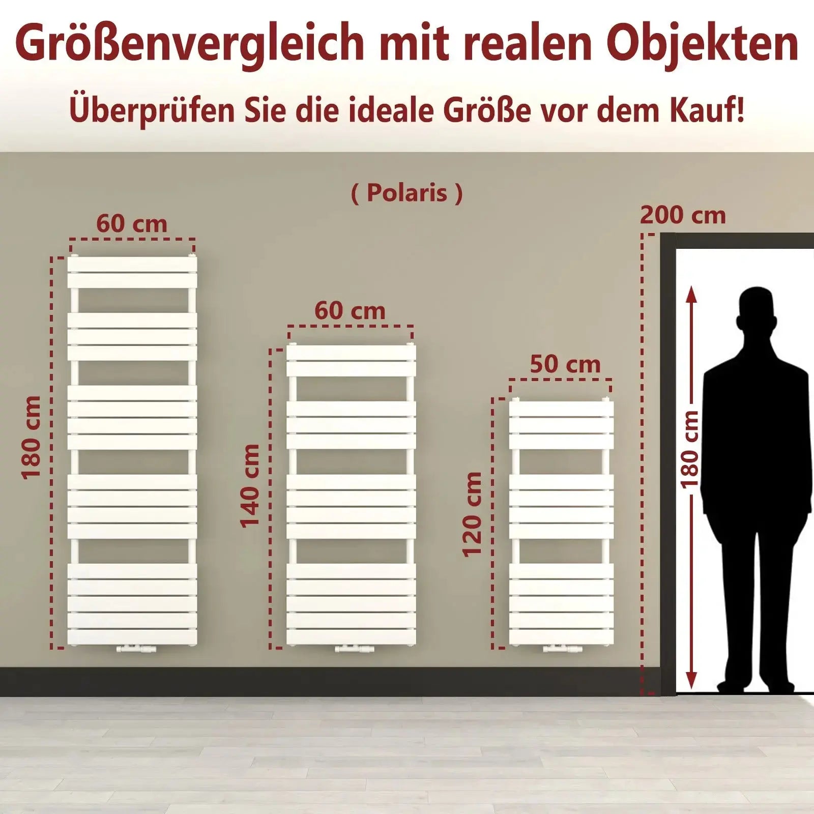 Handtuchheizkörper elektrisch Polaris inkl. Heizstab Badheizkoerper.SHOP Badheizkoerper Heizkörper