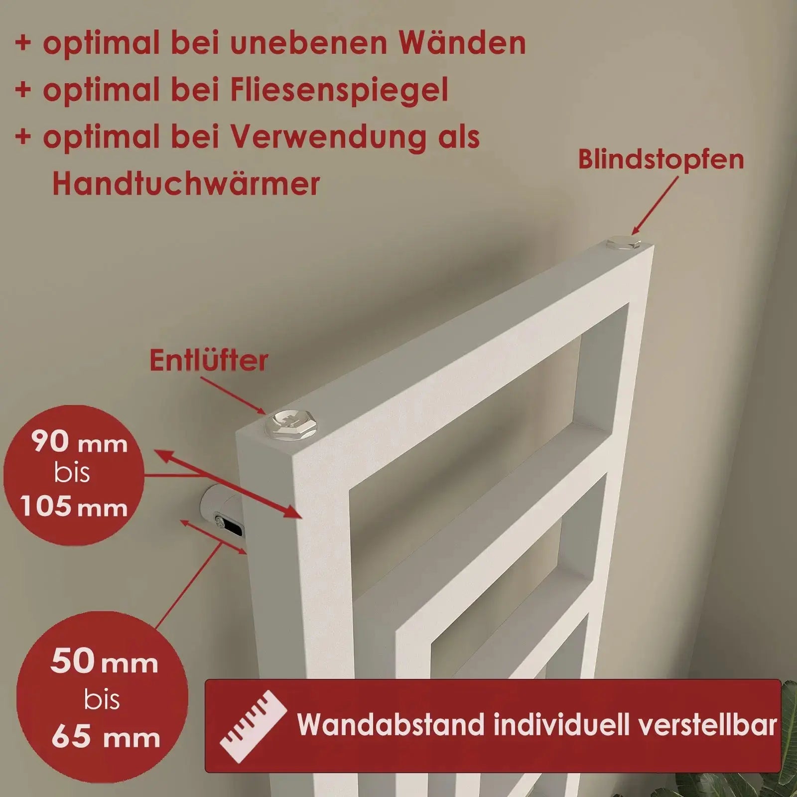 Handtuchheizkörper elektrisch Rigel-V inkl. Heizstab Badheizkoerper.SHOP Badheizkoerper Heizkörper