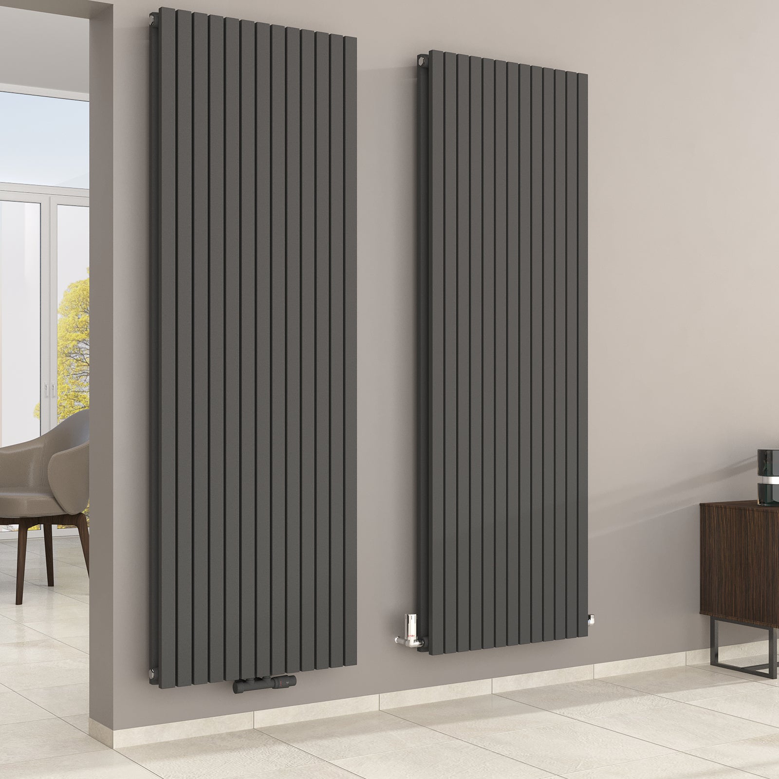 Designheizkörper, Paneelheizkörper 2-Lagig bis 4000 Watt - MIMOSA Vertikal