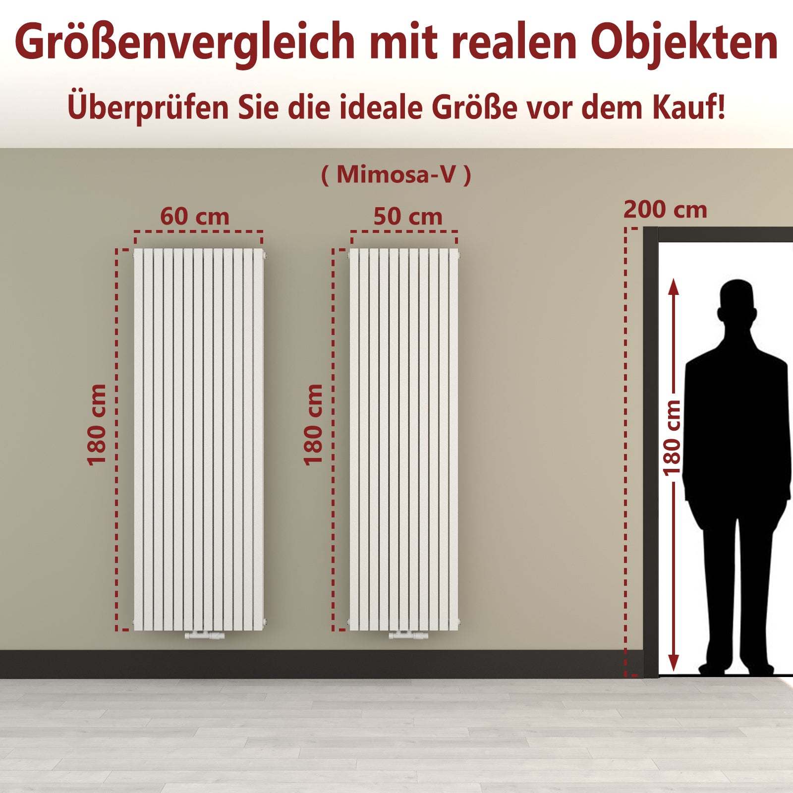 Designheizkörper, Paneelheizkörper 2-Lagig bis 4000 Watt - MIMOSA Vertikal