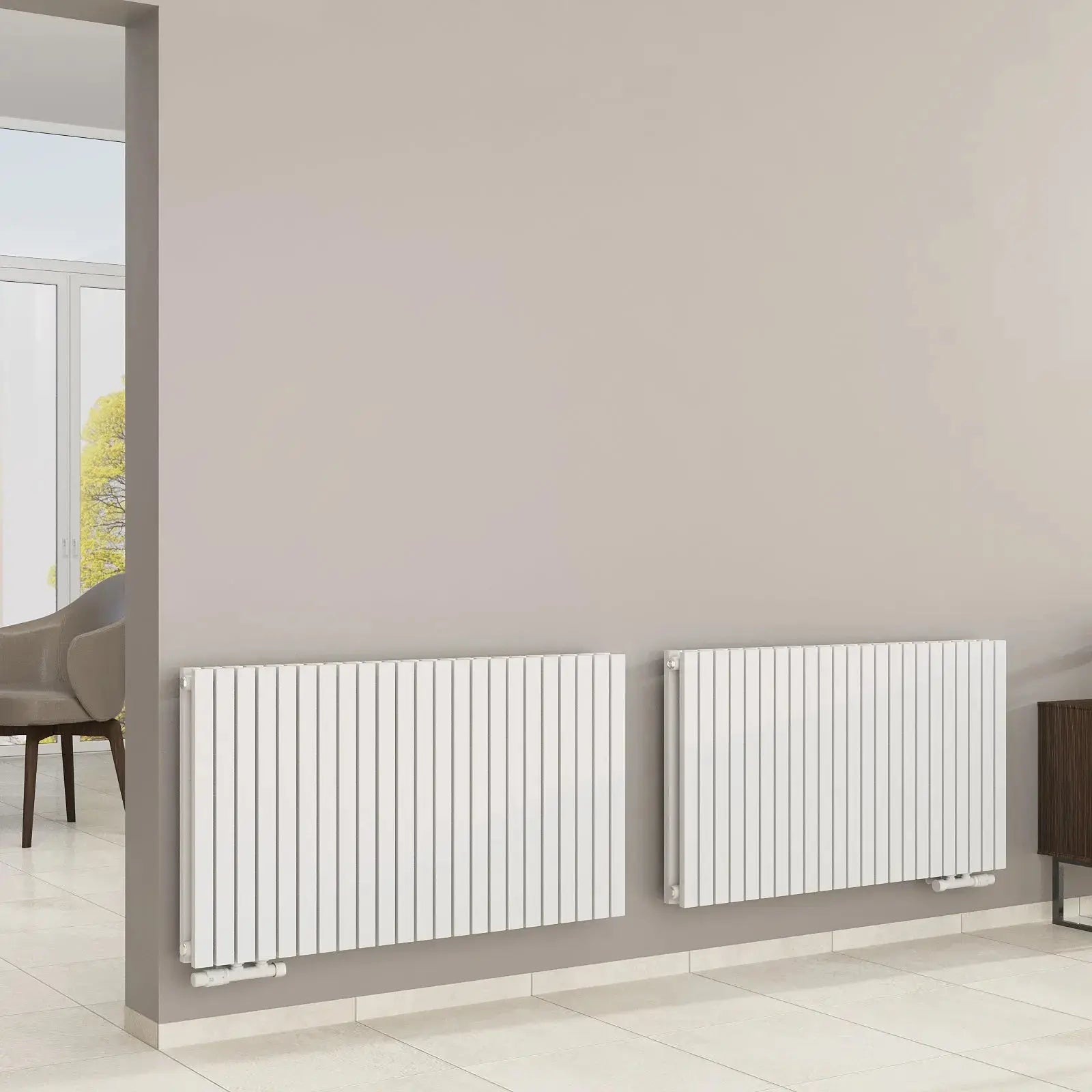 Design-Paneelheizkörper 2-Lagig mit extrem hoher Heizleistung (bis ~2.700 W) - MIMOSA Waagrecht Badheizkoerper.SHOP Badheizkoerper Heizkörper