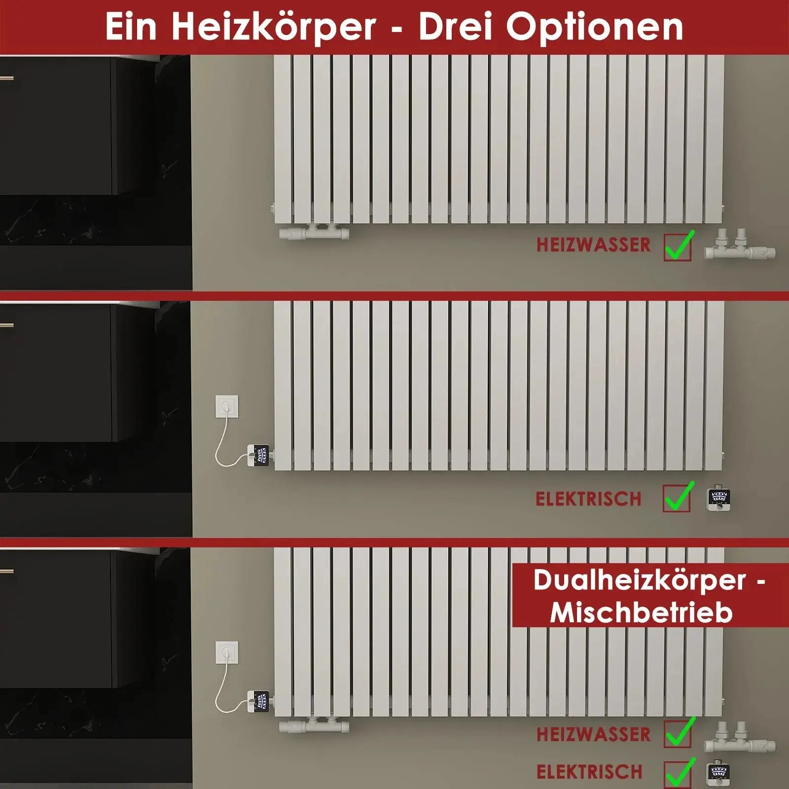 Design-Paneelheizkörper 2-Lagig mit extrem hoher Heizleistung (bis ~2.700 W) - MIMOSA Waagrecht Badheizkoerper.SHOP Badheizkoerper Heizkörper