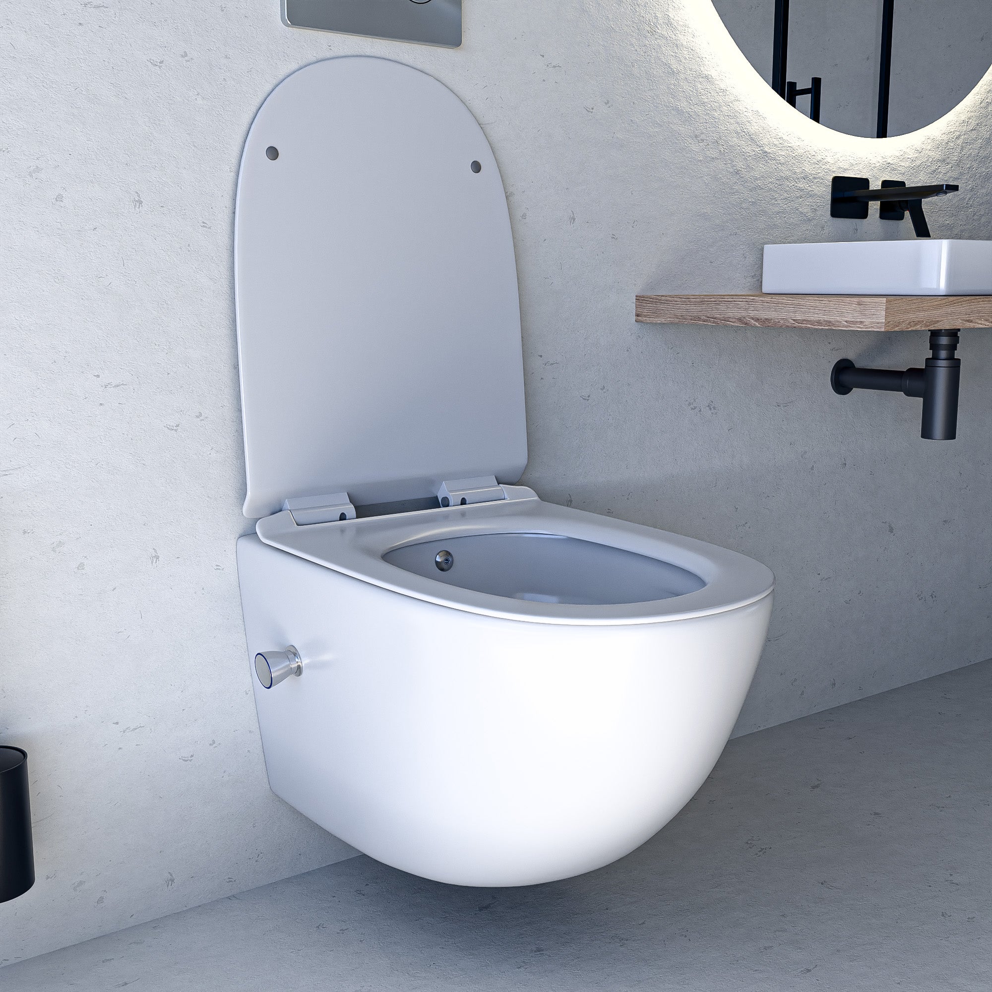 Hänge-WC mit Bidet randlos Tornado-Flush | Kalt- oder Warmwasser