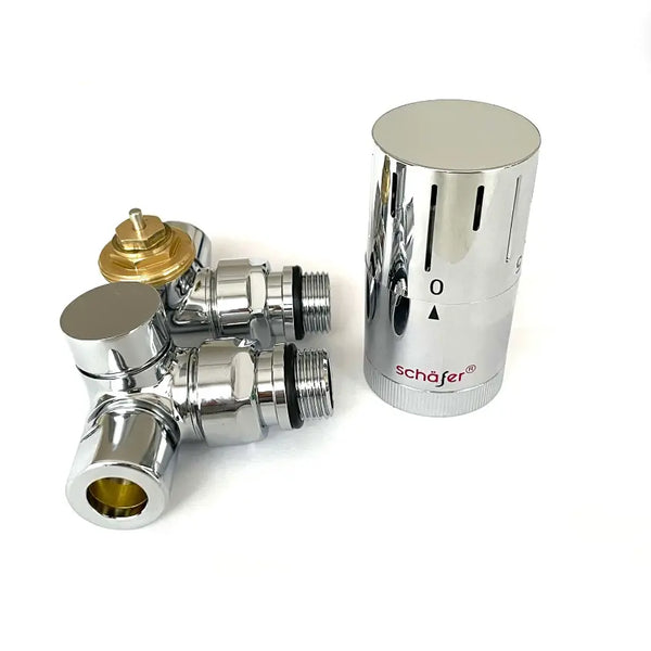 Thermostatventil Set Heizkörper Eck Rücklauftemperaturbegrenzer 1/2 Chrom Badheizkoerper.SHOP Badheizkoerper Heizkörper - Zubehör