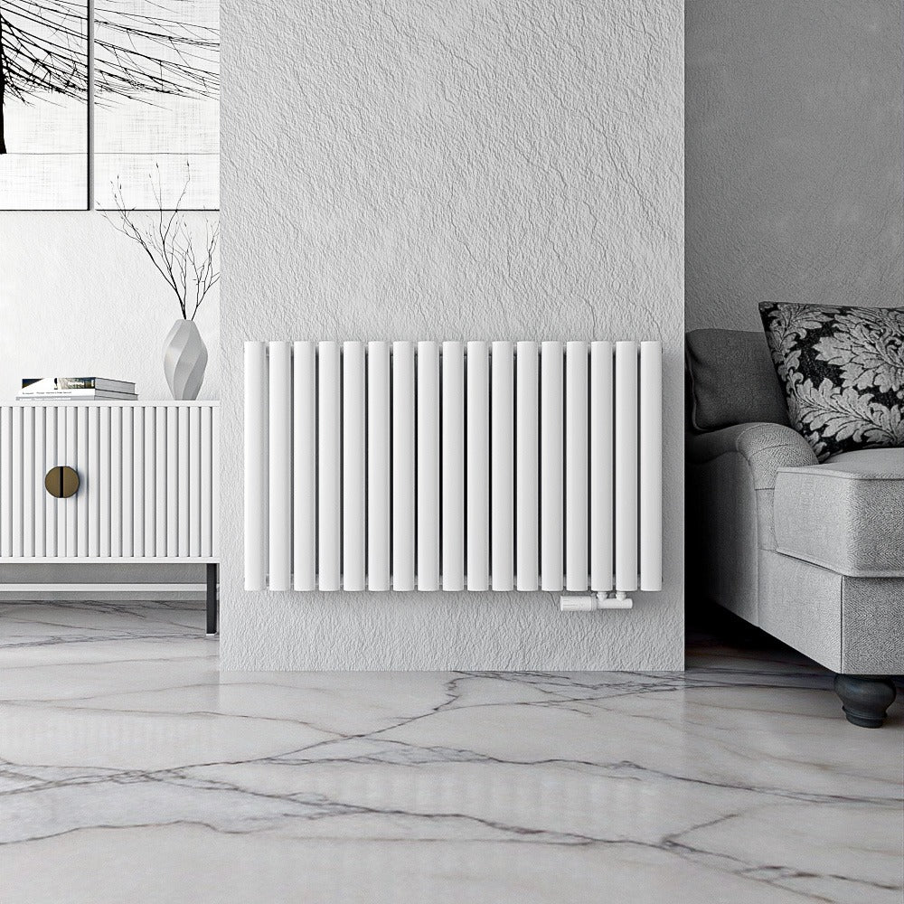 MIRA Waagrecht Design-Paneelheizkörper oval – Weiß · Schwarz