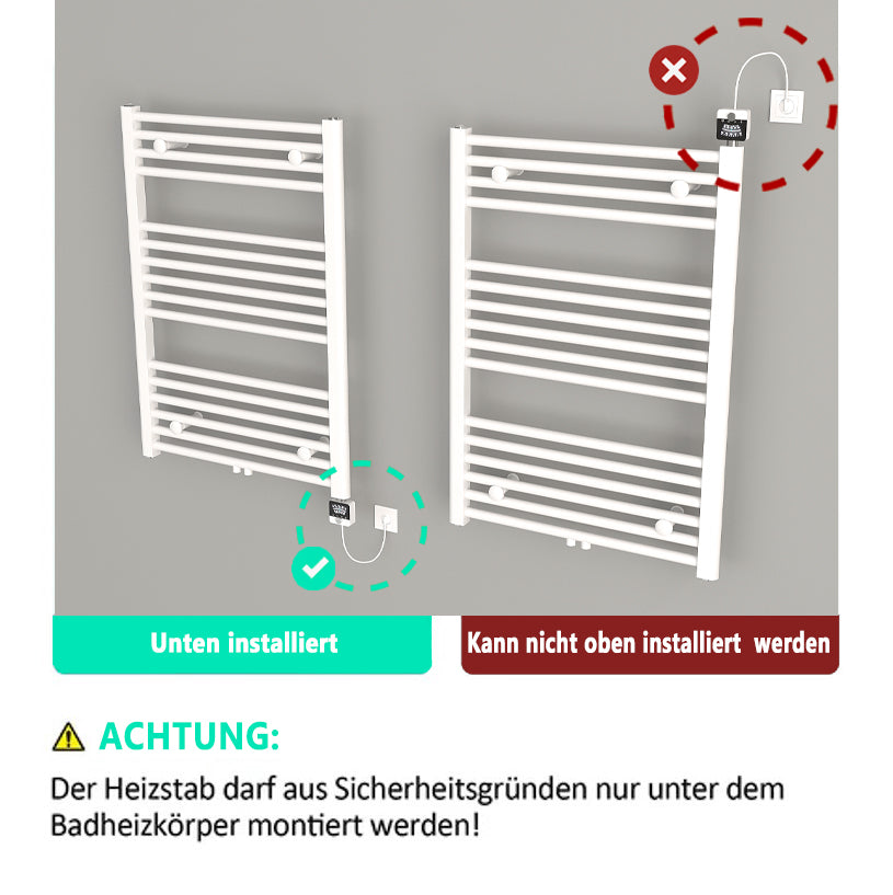 Elektroheizstab mit Regulierungsuhr Kinderschutz Trockenschutz Timer bis 9Std Frostschutz Antifreeze