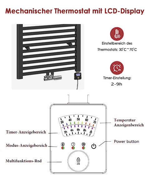 Handtuchheizkörper elektrisch DIADEM - seitlich offen -