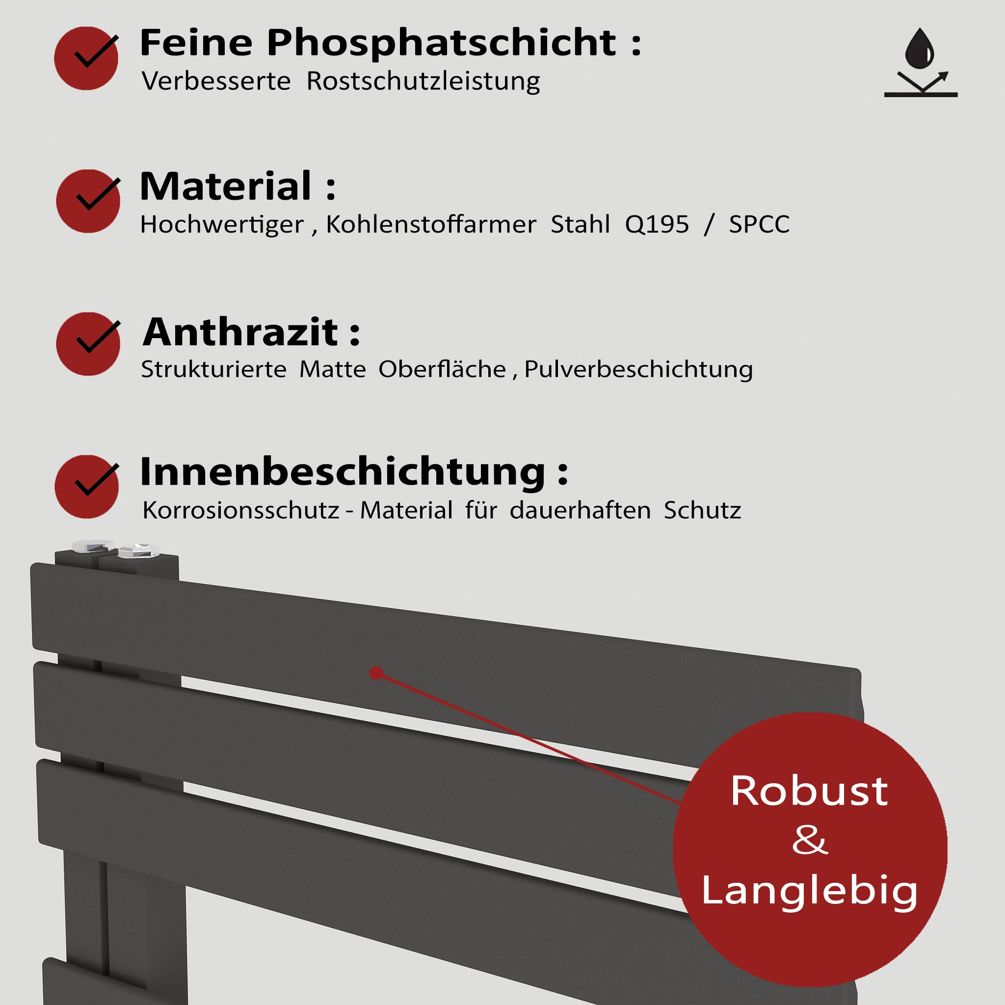 Handtuchheizkörper elektrisch DIADEM inkl. Heizstab - seitlich offen