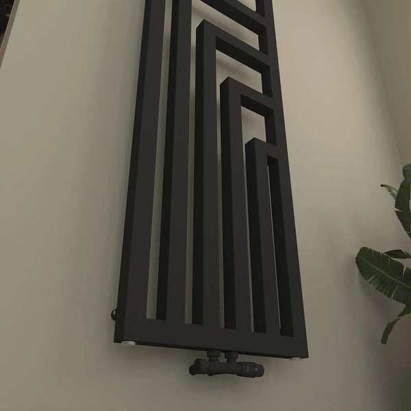 RIGEL-V Designheizkörper L-Form – Bad & Wohnraum Schwarz matt RAL 9005 - Schwarz matt RAL 9005