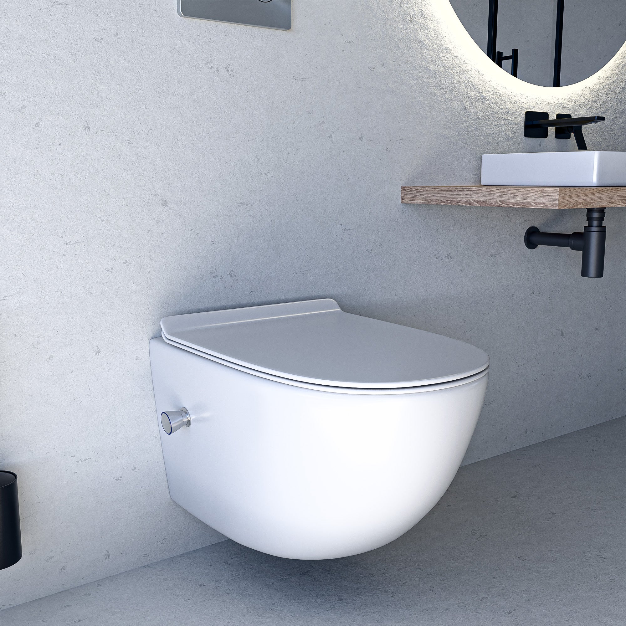 Hänge-WC mit Bidet randlos Tornado-Flush | Kalt- oder Warmwasser