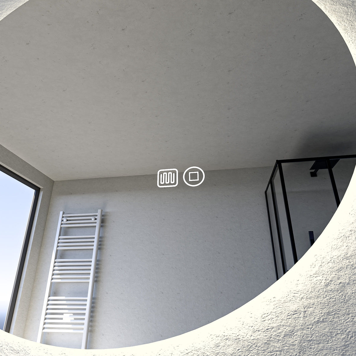 LED Badspiegel rund dimmbar nahaufnahme