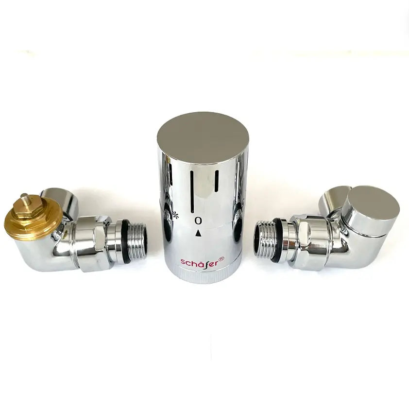 Thermostatventil Set Heizkörper Eck Rücklauftemperaturbegrenzer 1/2 Chrom Badheizkoerper.SHOP Badheizkoerper  Heizkörper - Zubehör
