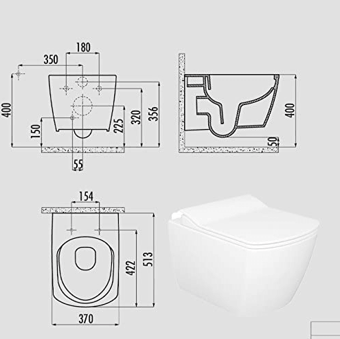 CREAVIT EG321 Dusch Hänge-WC - Weiß - mit/ohne Bidet